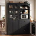 Besiost Combination Pantry cabinet with doors Set of 2 bookcase with glass doors and shelves