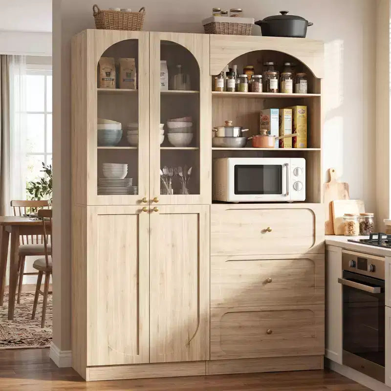 Meuble de rangement pour garde-manger avec portes, lot de 2 bibliothèques avec portes vitrées et étagères