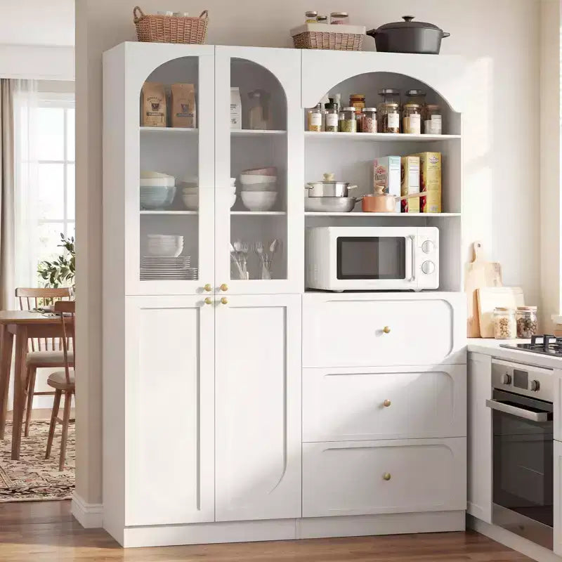 Meuble de rangement pour garde-manger avec portes, lot de 2 bibliothèques avec portes vitrées et étagères