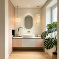 Miroir ovale LED en aluminium Argent/Blanc