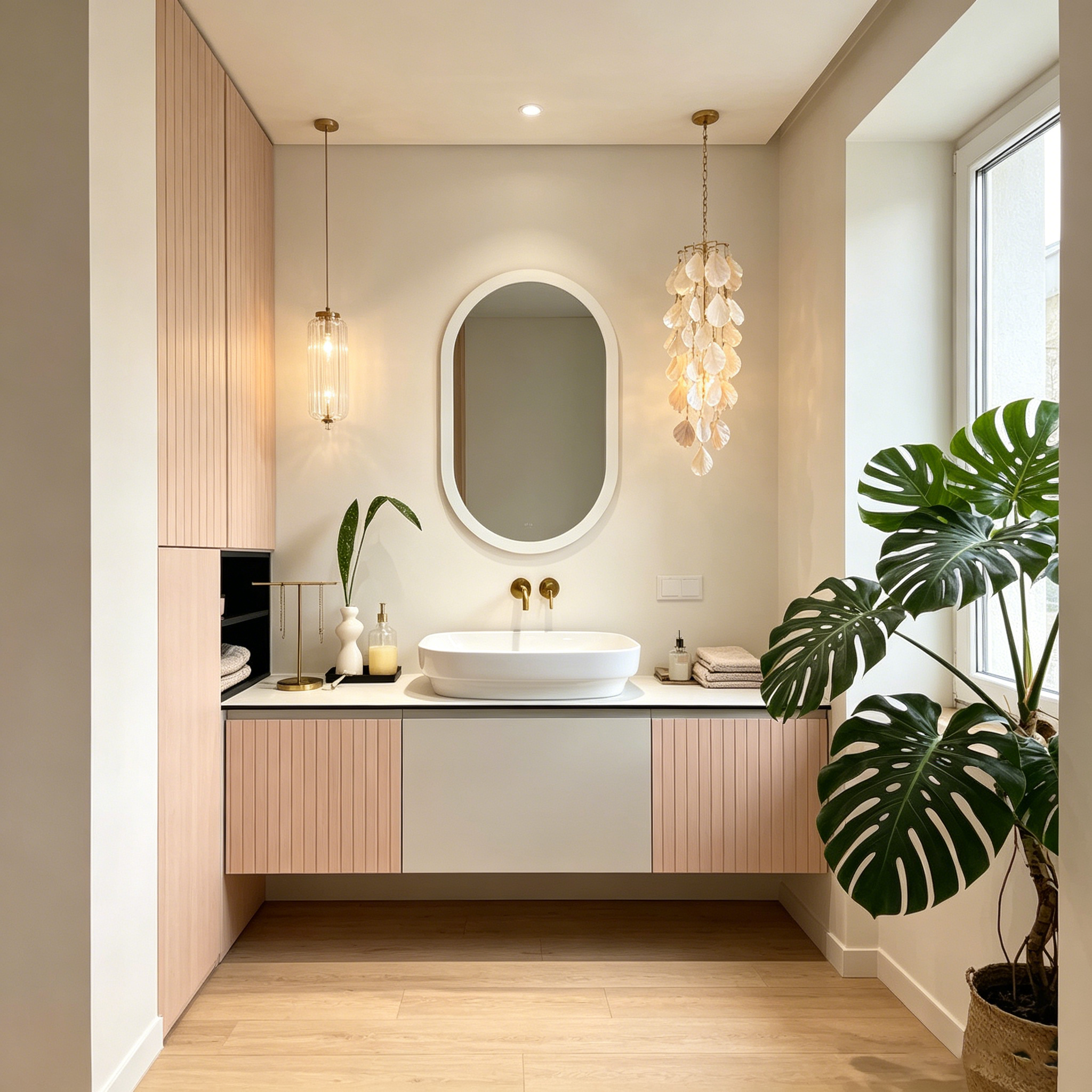 Miroir ovale LED en aluminium Argent/Blanc