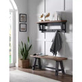 42" Odin Solid Wood Hook with Storage Shelf and Bench Set Black - Alaterre Furniture: Rustic Industrial Design Pine Frame