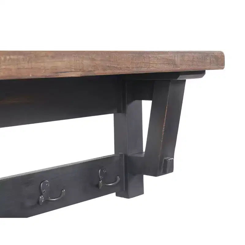 Patère en bois massif avec étagère de rangement et banc