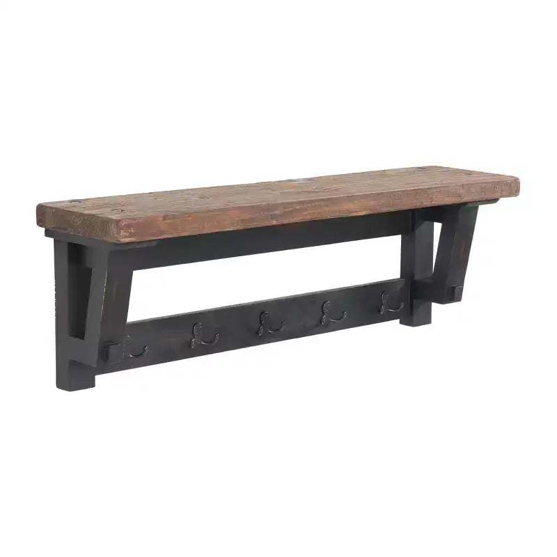 Patère en bois massif avec étagère de rangement et banc