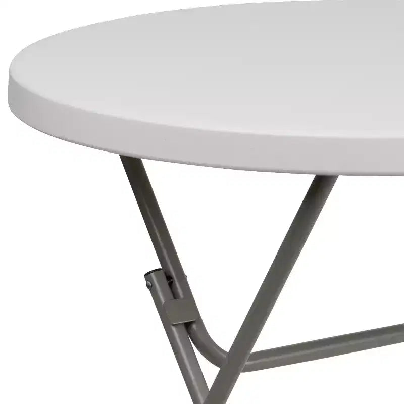 Table pliante en plastique blanc, à pied rond en granite
