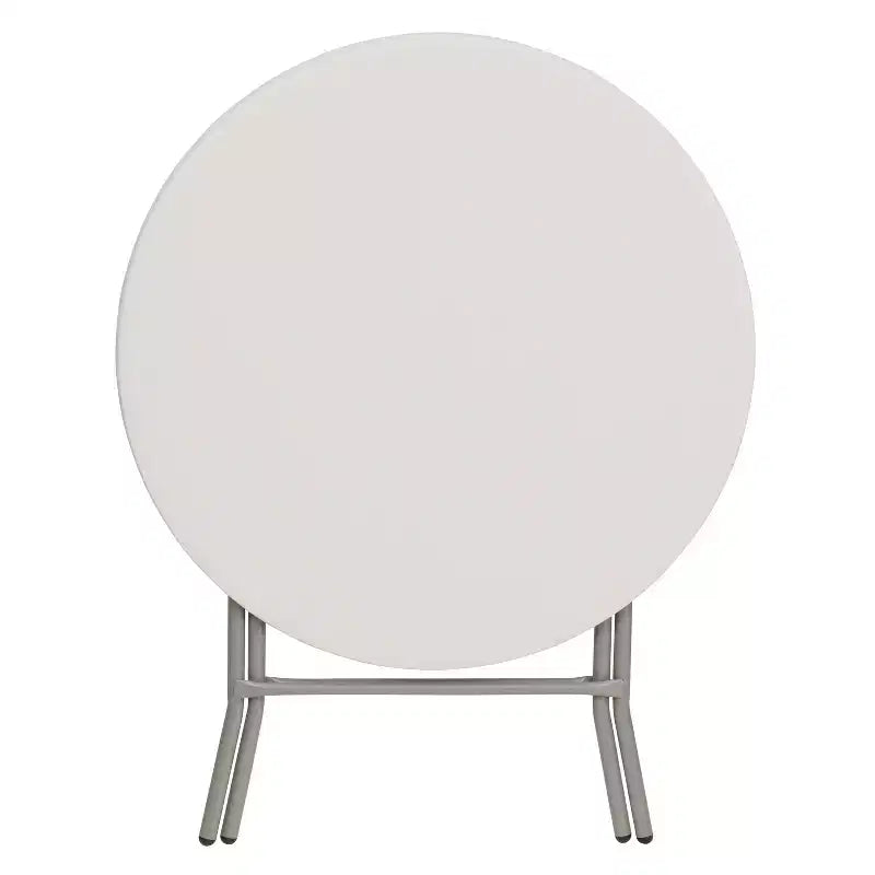 Table pliante en plastique blanc, à pied rond en granite