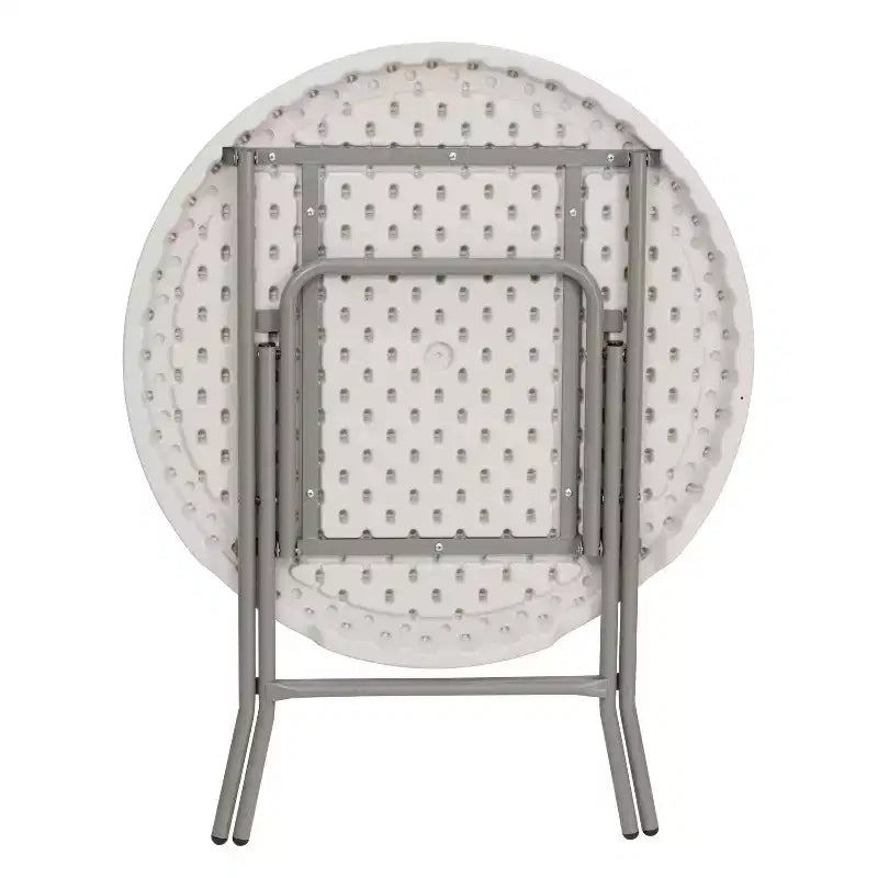 Table pliante en plastique blanc, à pied rond en granite