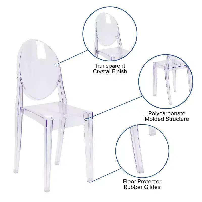 Chaise Ghost latérale en Cristal Transparent