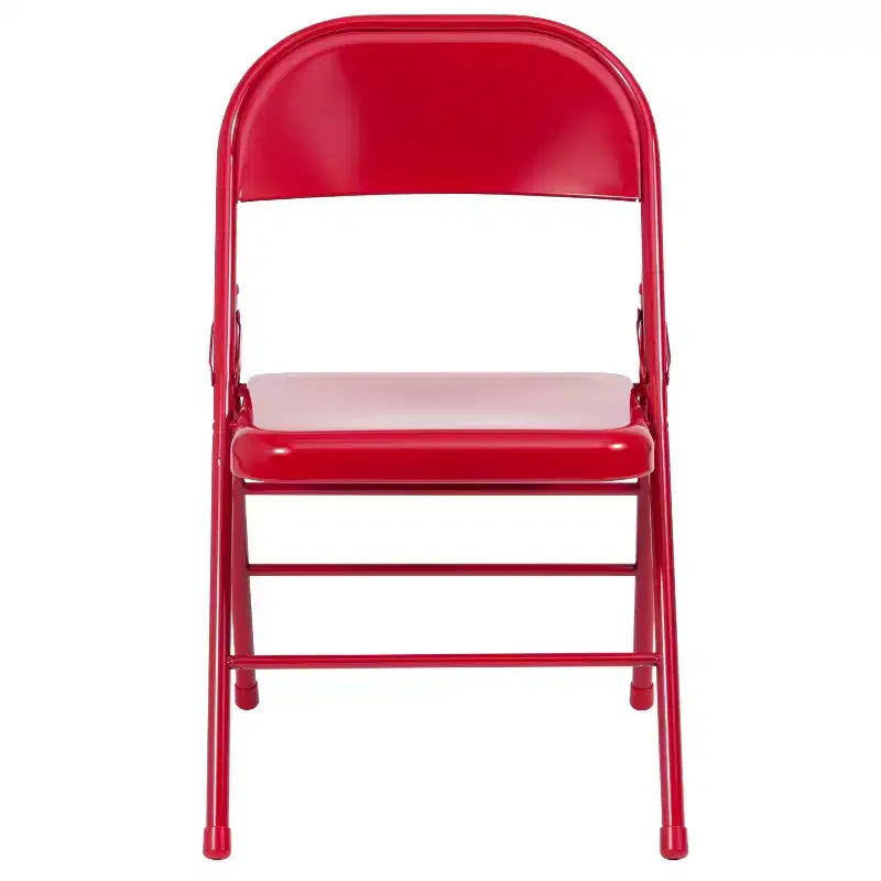 Chaise pliante en métal à triple renfort et double charnière - Lot de 2