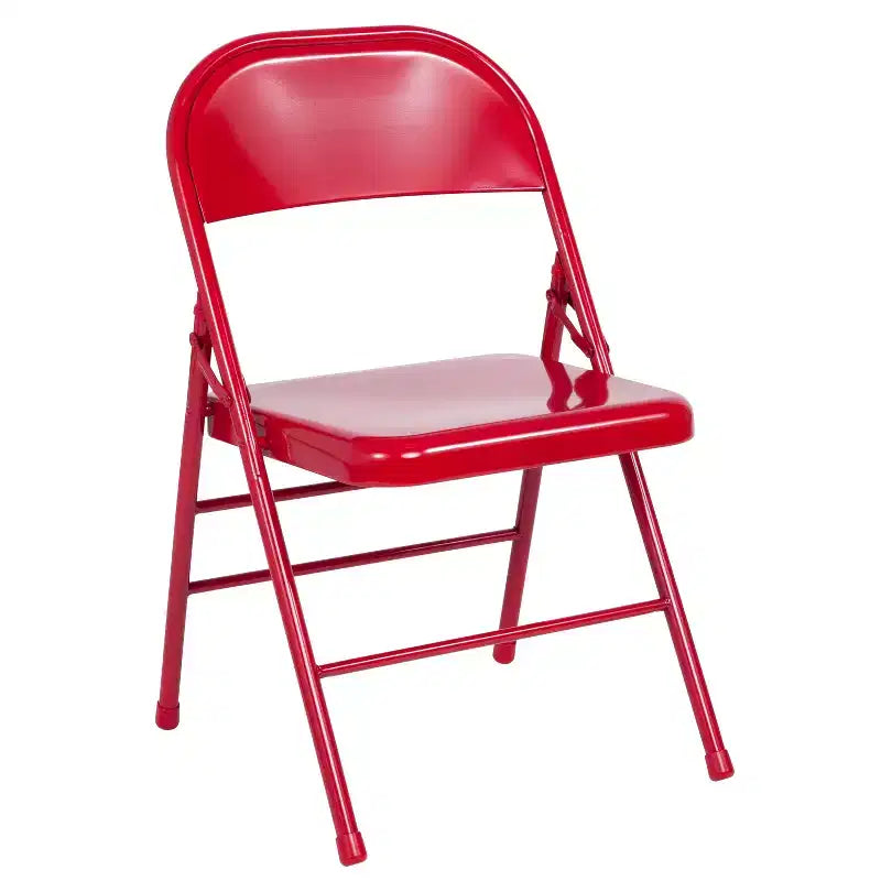 Chaise pliante en métal à triple renfort et double charnière - Lot de 2