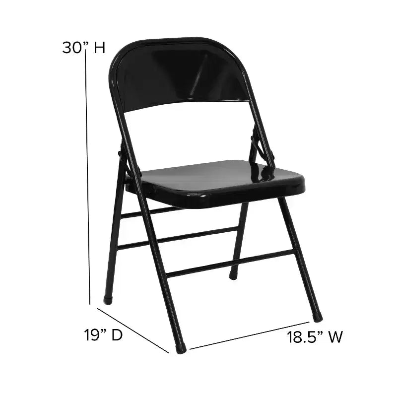 Chaise pliante en métal à triple renfort et double charnière - Lot de 2