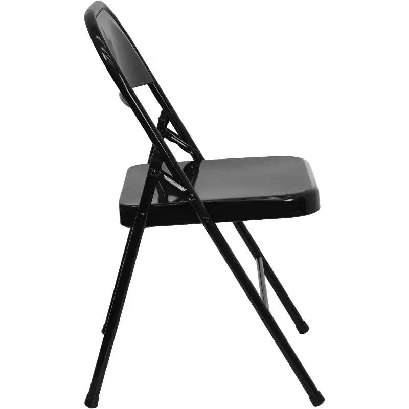 Chaise pliante en métal à triple renfort et double charnière - Lot de 2