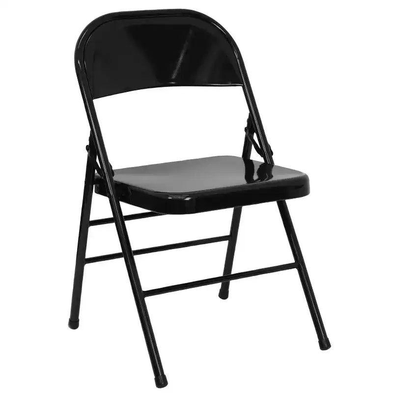 Chaise pliante en métal à triple renfort et double charnière - Lot de 2