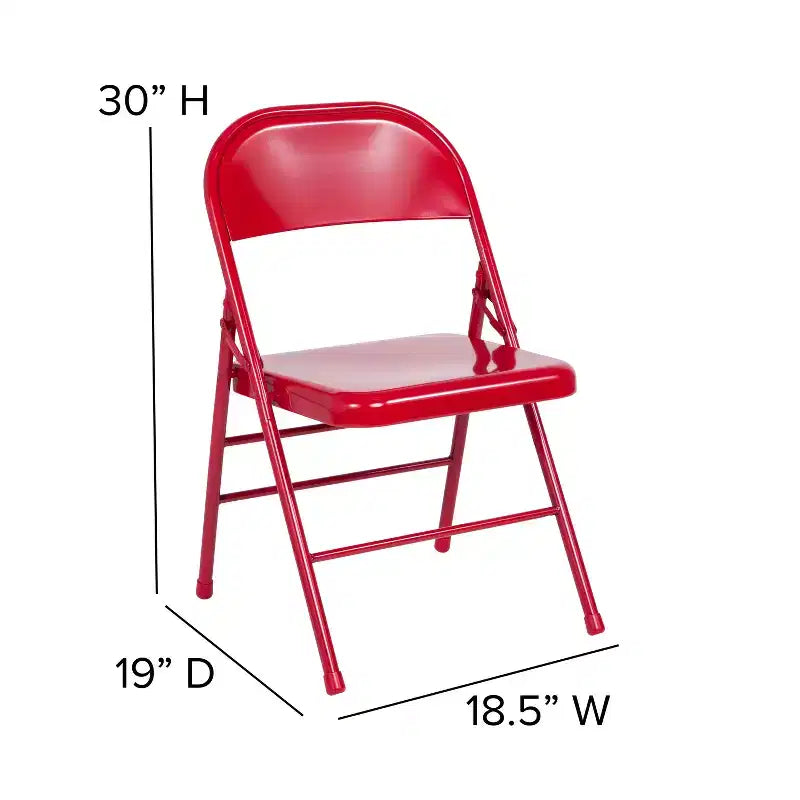 Chaise pliante en métal à triple renfort et double charnière - Lot de 2
