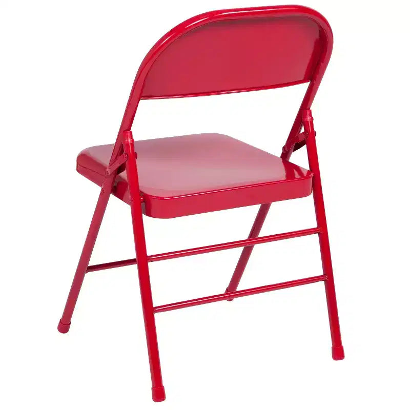 Chaise pliante en métal à triple renfort et double charnière - Lot de 2