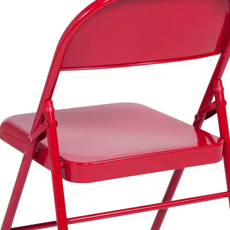 Chaise pliante en métal à triple renfort et double charnière - Lot de 2