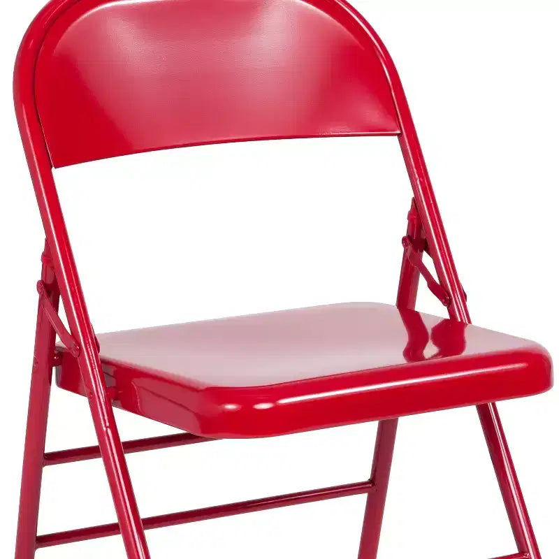 Chaise pliante en métal à triple renfort et double charnière - Lot de 2