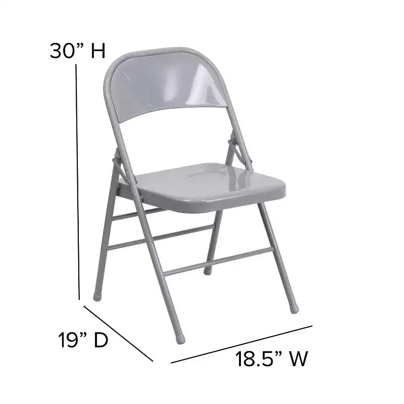 Chaise pliante en métal à triple renfort et double charnière - Lot de 2
