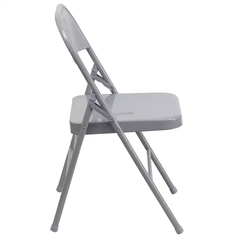 Chaise pliante en métal à triple renfort et double charnière - Lot de 2