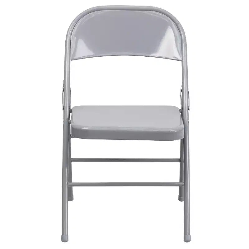 Chaise pliante en métal à triple renfort et double charnière - Lot de 2
