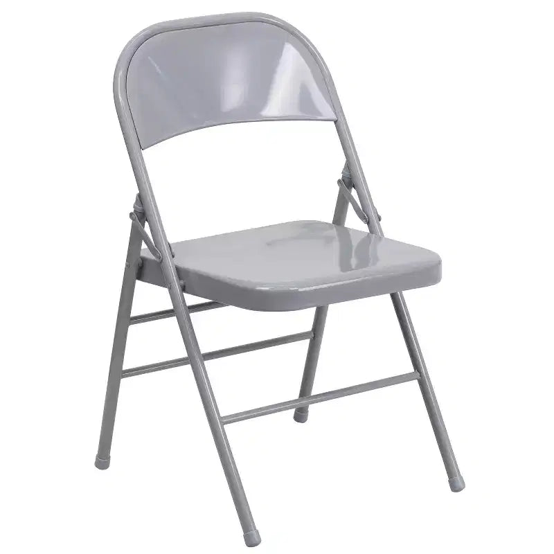 Chaise pliante en métal à triple renfort et double charnière - Lot de 2