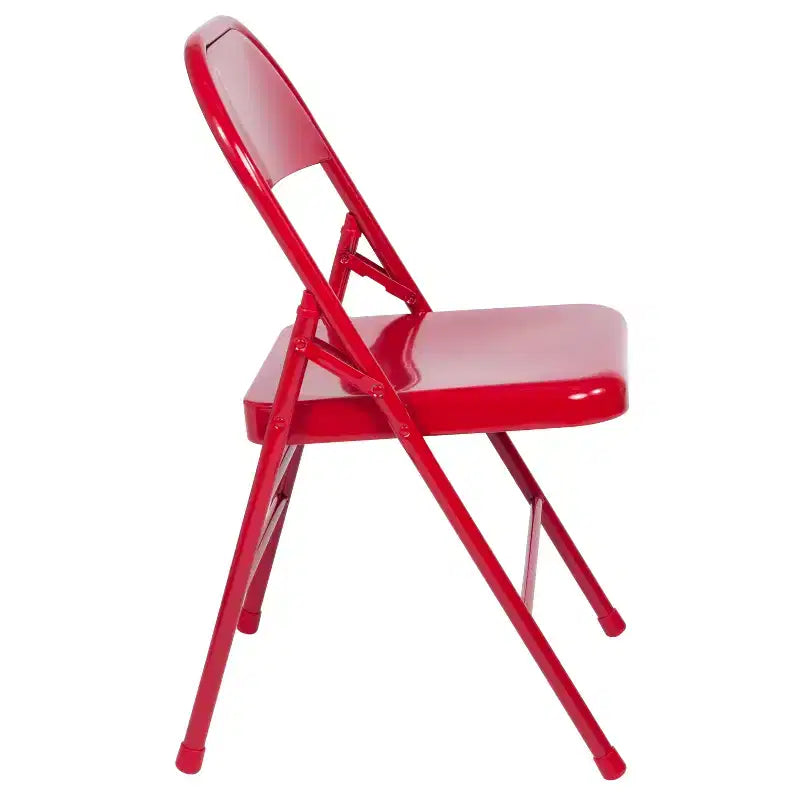 Chaise pliante en métal à triple renfort et double charnière - Lot de 2
