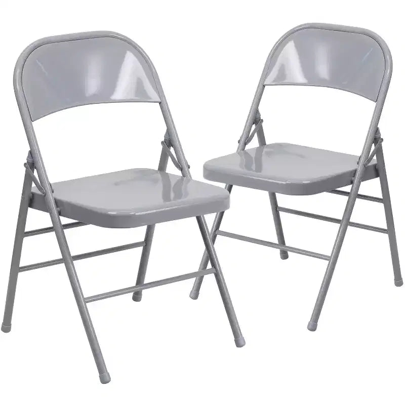 Chaise pliante en métal à triple renfort et double charnière - Lot de 2