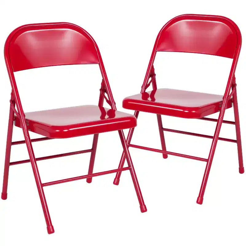 Chaise pliante en métal à triple renfort et double charnière - Lot de 2