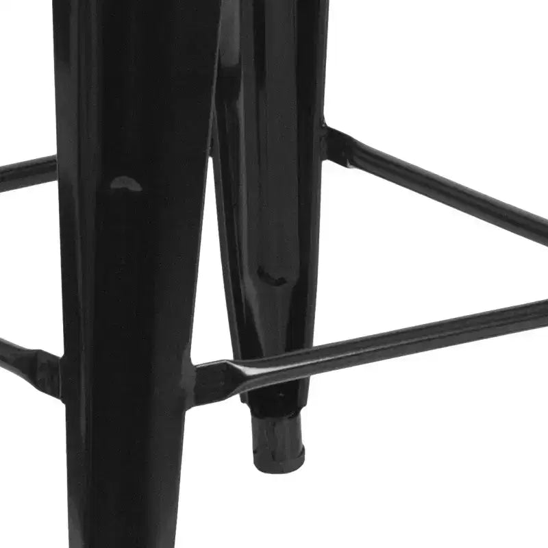 Tabouret de bar en métal sans dossier avec assise en bois