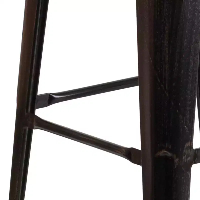 Tabouret de bar en métal sans dossier avec assise en bois