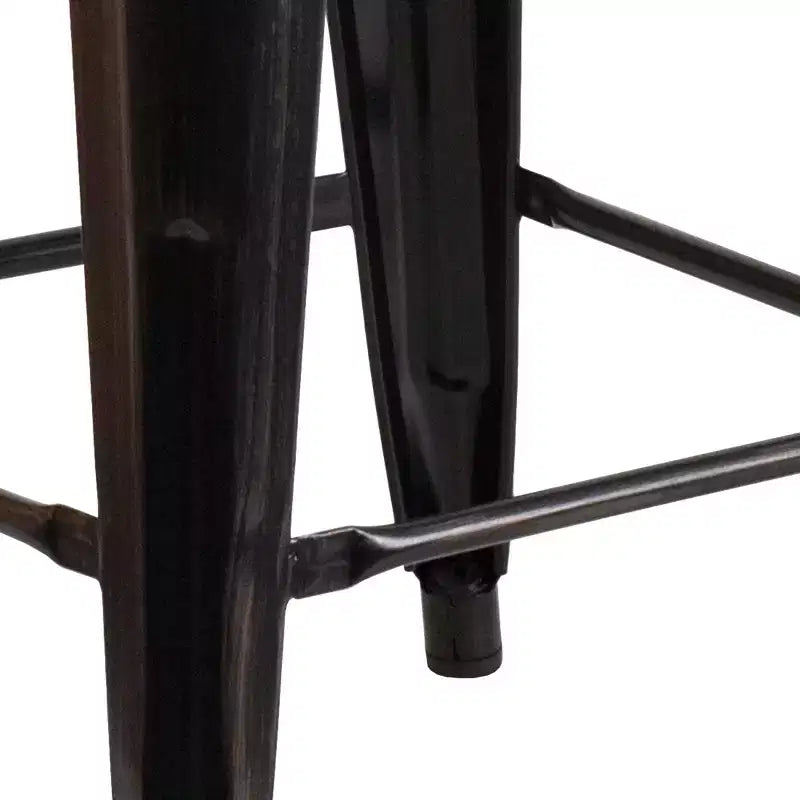 Tabouret de bar en métal sans dossier avec assise en bois