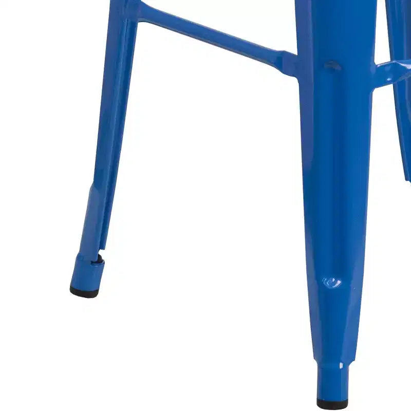 Tabouret de bar en métal sans dossier avec assise en bois