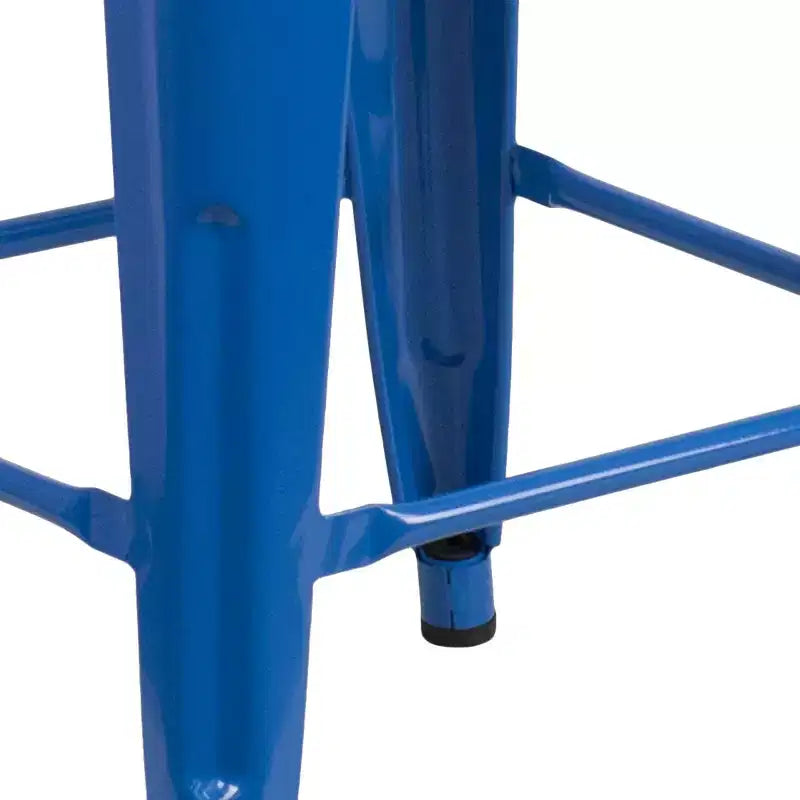 Tabouret de bar en métal sans dossier avec assise en bois