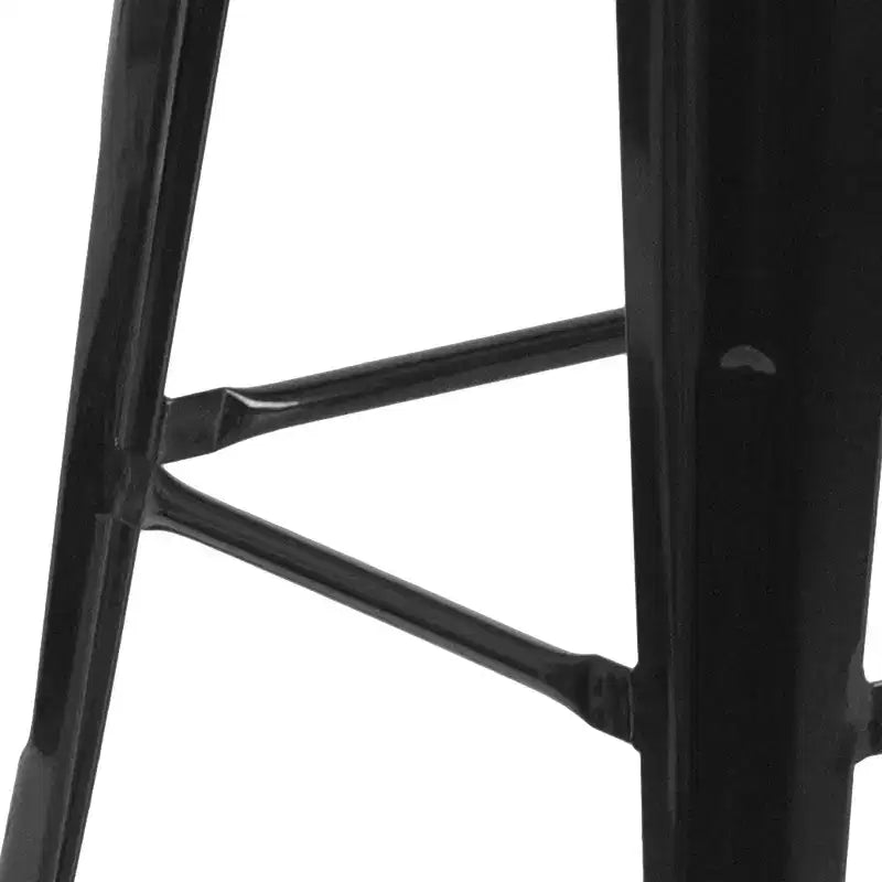 Tabouret de bar en métal sans dossier avec assise en bois
