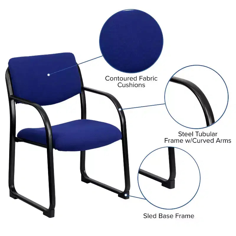 Fauteuil de réception latéral de direction en tissu avec piètement luge
